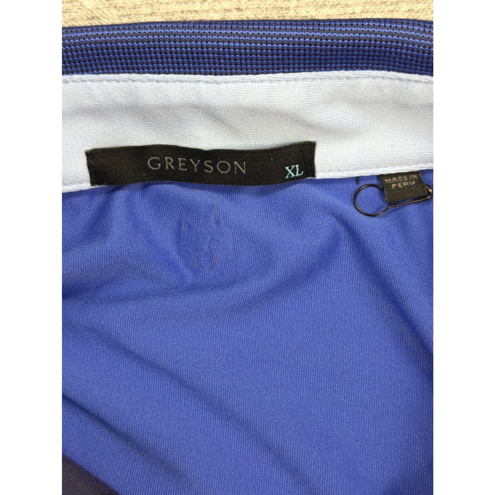 Greyson Mens XL Blue Monogram Wolf Head G Logo Golf Polo Shirt - Picture 3 of 13